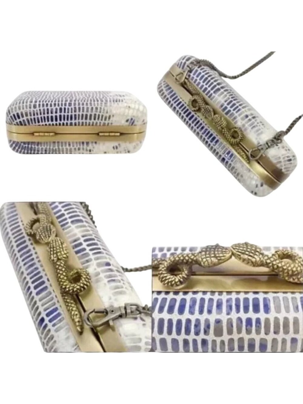 VTG NWT House of Harlow 1960 Blue Embossed Leather Snake Skin Bag | McBling Y2K - Picture 15 of 16